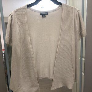 Short-Sleeve Cream Knit Open Cardigan – Impress - Medium